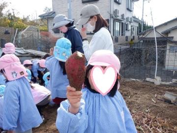 芋が掘ることができて喜んでいるところ